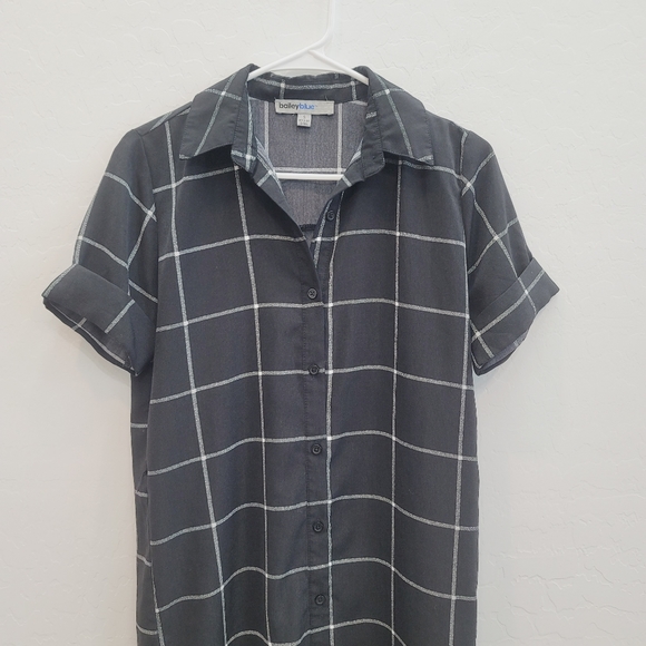 💕 Bailey Blue Black & White Short Sleeve Plaid/ Check Dress Women's Size Small - Picture 10 of 11